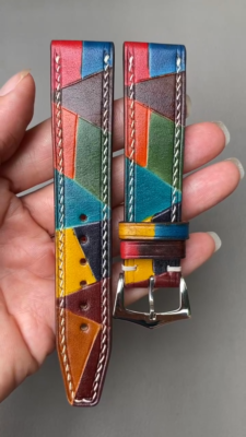 Cinturino per orologio in pelle di alligatore arancione patinato Cinturino per orologio in pelle di alligatore arancione patinato