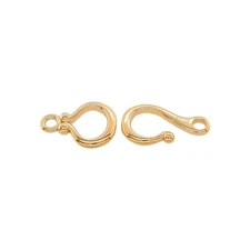 14K Solid Gold Ball-End Hook & Eye Clasp with Bead Details and Ball End USA