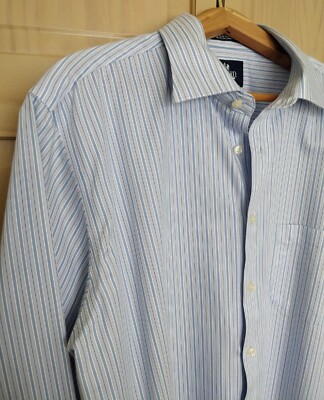 Stafford Wrinkle Free Collared 17 34-35 Dress Work Long Sleeve Super Shirt