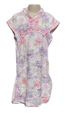 Girl's White Floral Traditional Chinese Dress Qipao Short Sleeve Size 5/6