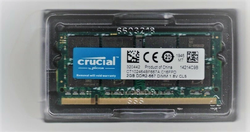 Crucial 2GB Single DDR2 667MHz (PC2-5300) CL5 DIMM 200-Pin Notebook Memory Modul - Image 2 of 3