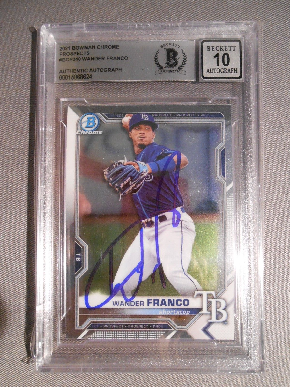 Wander Franco Autographed Signed 2021 Bowman Chrome #BCP240 GRADE 10 Auto Beckett 