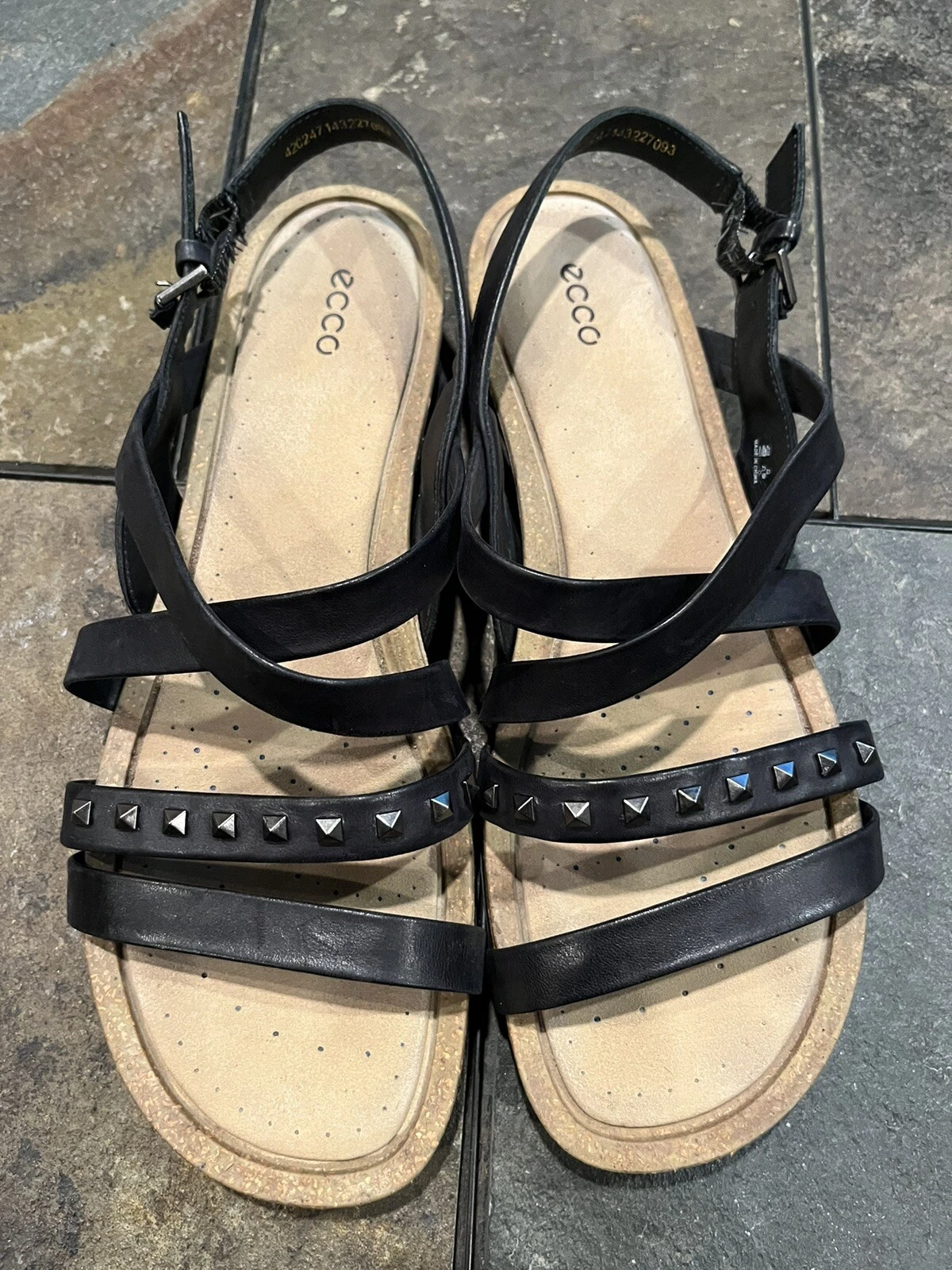 Sandali donna Ecco Dagmar neri pelle borchie cinturino comodi casual taglia 42