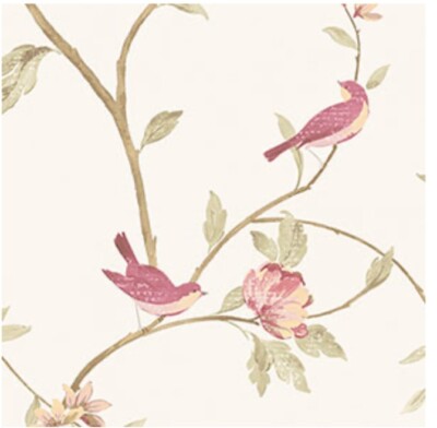 NEW 2 Rolls Norwall Chinoiserie Rose Garden Wallpaper Floral Bird 10.9yds 20.7 W