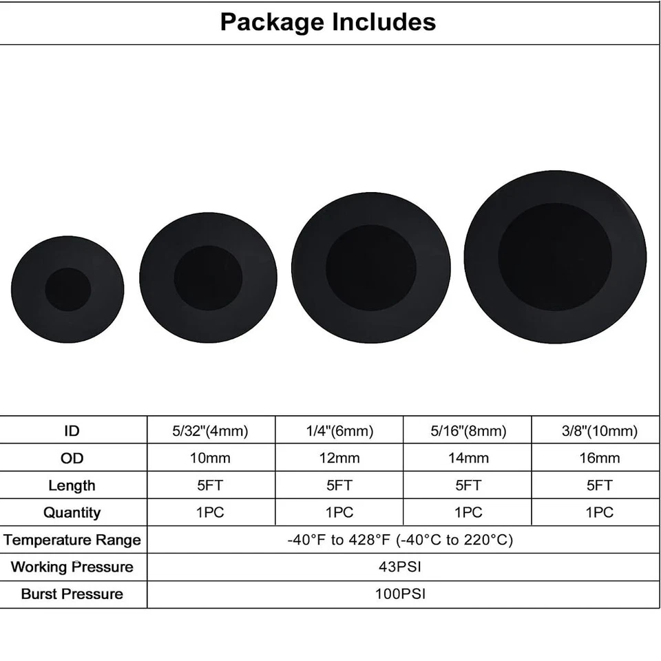 Kit de tubo de silicona para aspiradora de coche de identificación de 1,5 m 4 mm/6 mm/8 mm/10 mm Foto 3 de 4