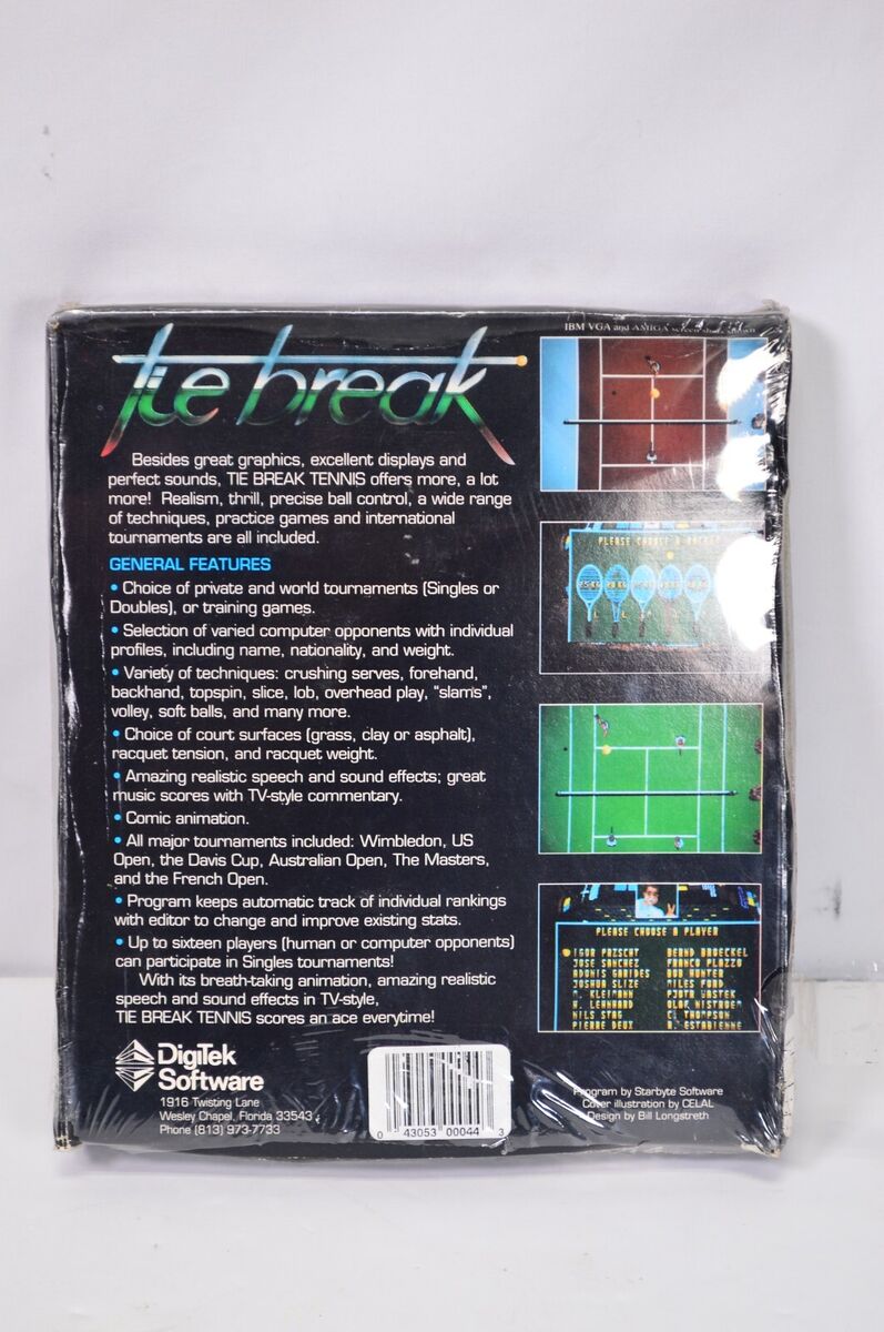 NEW Tie Break Digitek Software IBM 5.25 PC Computer Game Tennis