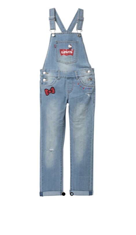 New Size 12 Regular Levis x Hello Kitty Big Girl Distressed Denim Overall |  eBay