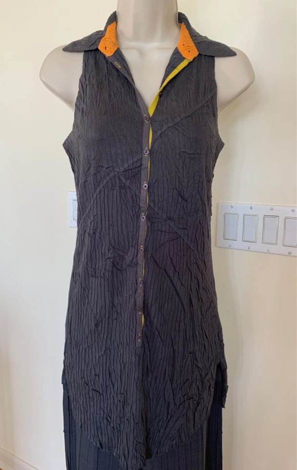 Conjunto de 2 piezas para mujer KISCA by KOMAROV gris arrugado talla 1 y pantalones talla 2 Foto 3 de 4