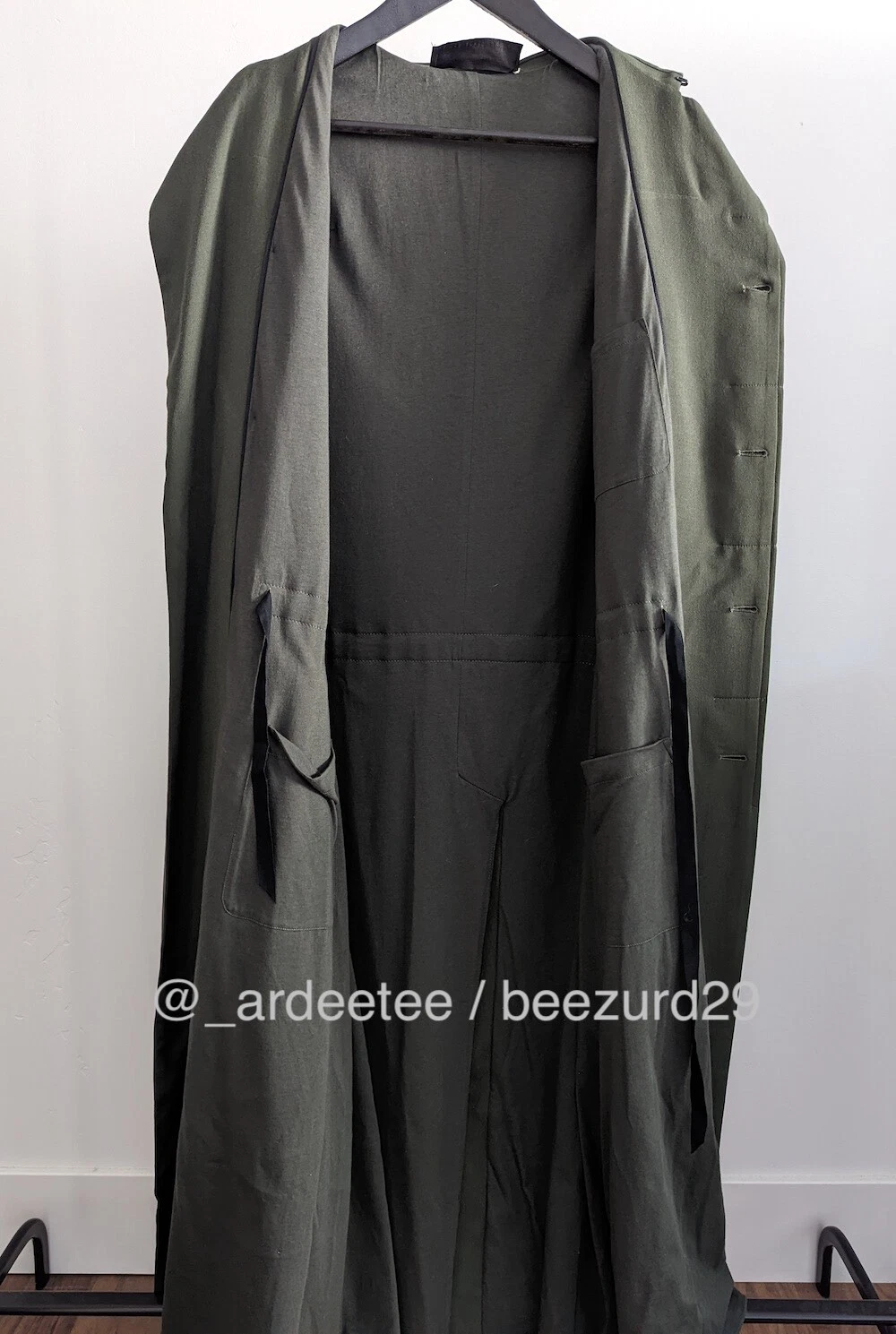 *NWT* HAIDER ACKERMANN AZURITE SILK JERSEY LONG COAT $3,000 (GREEN/KHAKI 48) - product detail image 7