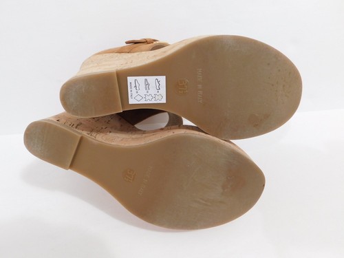 DEIMILLE Women's Camel Suede Open Toe Cork Wedge Camoscio Rame Sandal Sz 37.5 - Picture 8 of 12