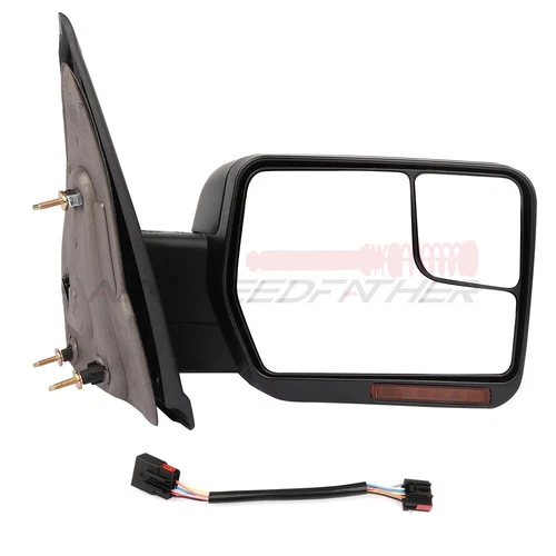 Power Heated Signal Puddle Light Passenger Side Mirror Black For 04-14 Ford F150