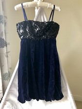 Reserved Bomber Black Sequin And Midnight Blue Velvet Dress UK 8