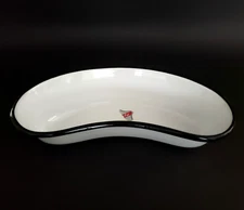 Vintage 1950's Kidney Shaped Hospital Surgical White Enameled Black Rim Tray