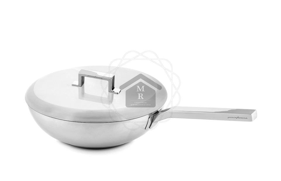 WOK SALTA PASTA ANTIADERENTE ACCIAIO INOX TRIPLO FONDO INDUZIONE STILE PININFARI - Immagine 4 di 4