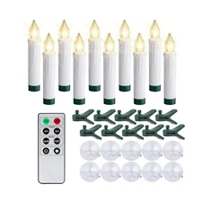 10pk 4" LED Window Taper Candles Suction Cup with Remote Control & Clip 