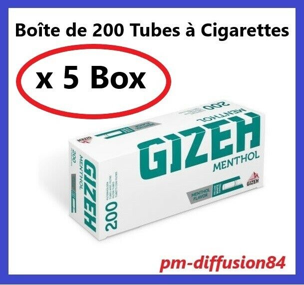 1000 TUBES à Cigarettes avec Filtres - GIZEH - 5 BOX de 200 Tubes