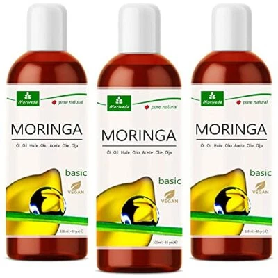 MoriVeda Moringa Öl Basic I Vegan I Kaltgepresste Samen und Schoten I 3x100ml