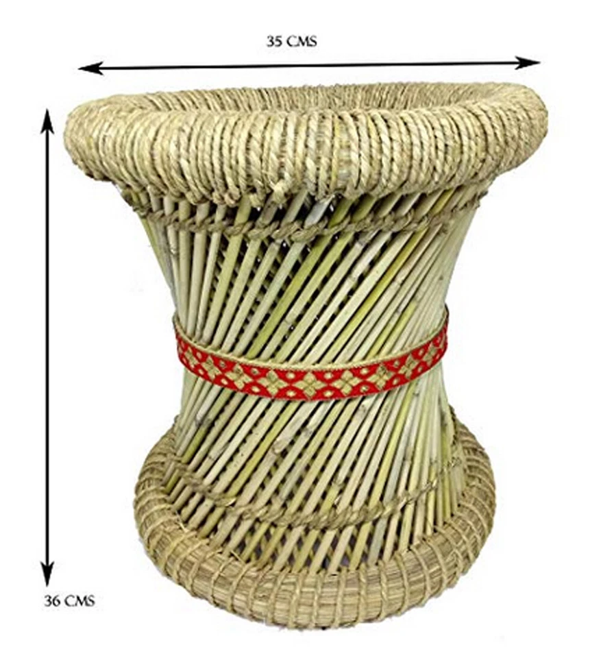 Eco-Friendly Handmade Cane Bar Stool Muddha Outdoor/Indoor Made By Jute Rope - Image 3 of 3