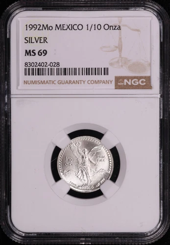 1992-Mo Mexico Silver Libertad 1/10 Onza NGC MS-69