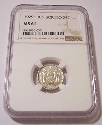 British North Borneo 1929 H Silver 25 Cents MS61 NGC