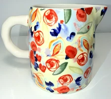 Anthropologie Abstract Floral Ceramic Pitcher Creamer 16 oz Boho Cottage