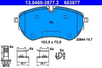 Bremsscheiben-BremsbeläGe-Kit ATE 13.0460-3877.2 VAG 2H6 698 151 A