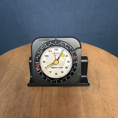 Vintage Casio TQ-130U World Time Alarm Clock Full Tested Retro Desk Office Decor