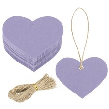 200Pcs Kraft Paper Gift Tags String 2.2 x 2.6 Inch Heart Shape Purple
