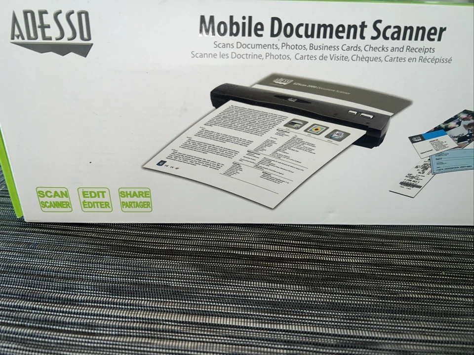 Adesso EZScan 2000 600 x 600dpi USB Single Pass Mobile Document Scanner - Image 2 of 4