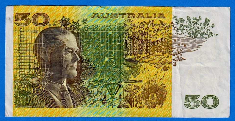 Australia $50 1973-1994 P-47g Fraser & Higgins Circulated Note WAX 217598 - Image 2 of 4
