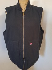 Black Canvas Puffer Lined Wrangler Men s Zip Up Vest Size Large 42-44