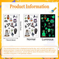 320PCS Glow in The Dark Halloween Temporary Tattoos for Kids, Waterproof Scar...