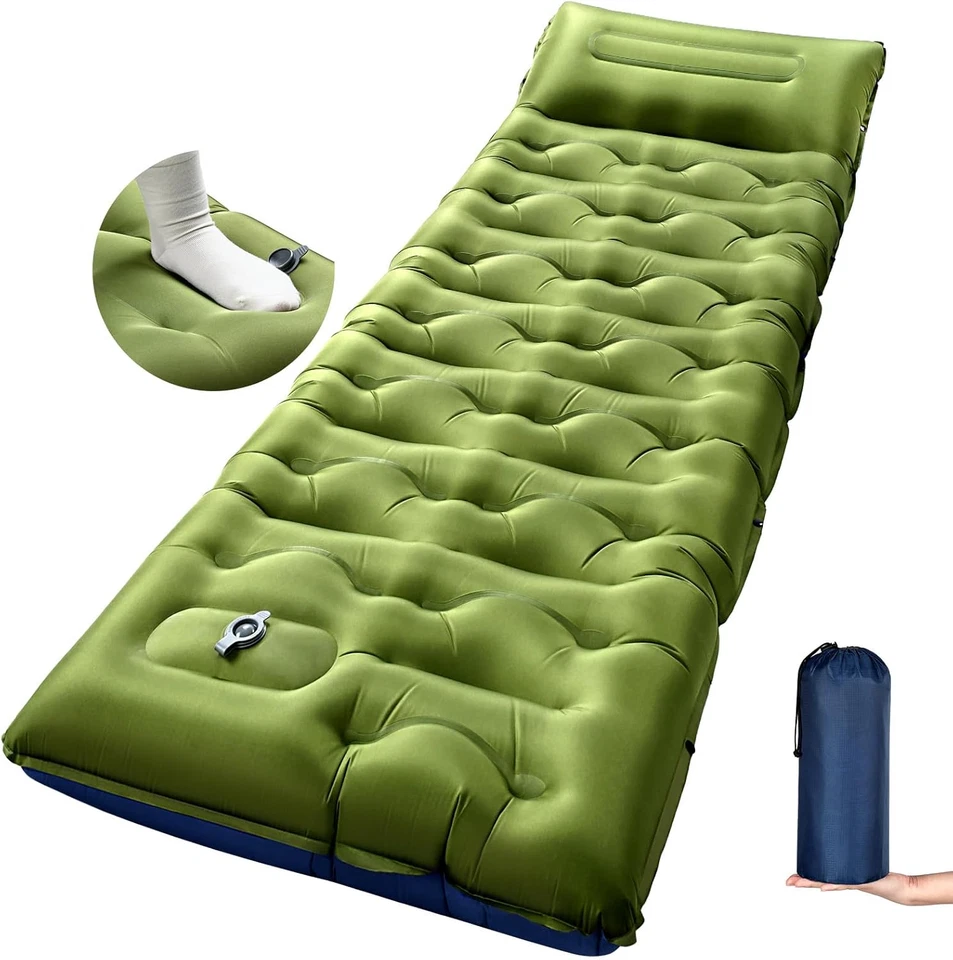 Camping Sleeping Pad,Extra Thick 6" Inflatable Camp Mattress with Foot Pump and
