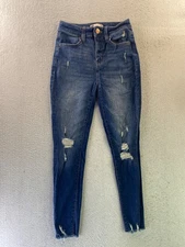 So Women's Size 3/26W Medium Wash High Rise Distressed Raw Hem Jegging