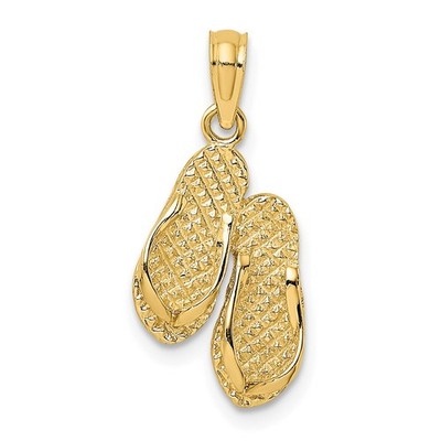 14K Gelbgold 3-D strukturiert CAPE MAY Flip-Flop Charm Anhänger