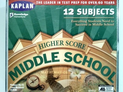 Kaplan Higher Score Middle School Software CD-ROM Win 98/95 Mac Test Prep