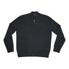 Greyson Sweater Sagaponack Full Zip Mens L BLACK 100% Wool EXCELLENT MSRP $260