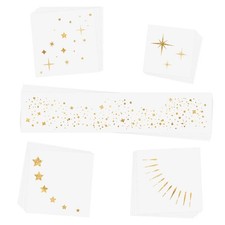 Flash Tattoos 25 Gold Metallic Foil Face Temporary Tattoos