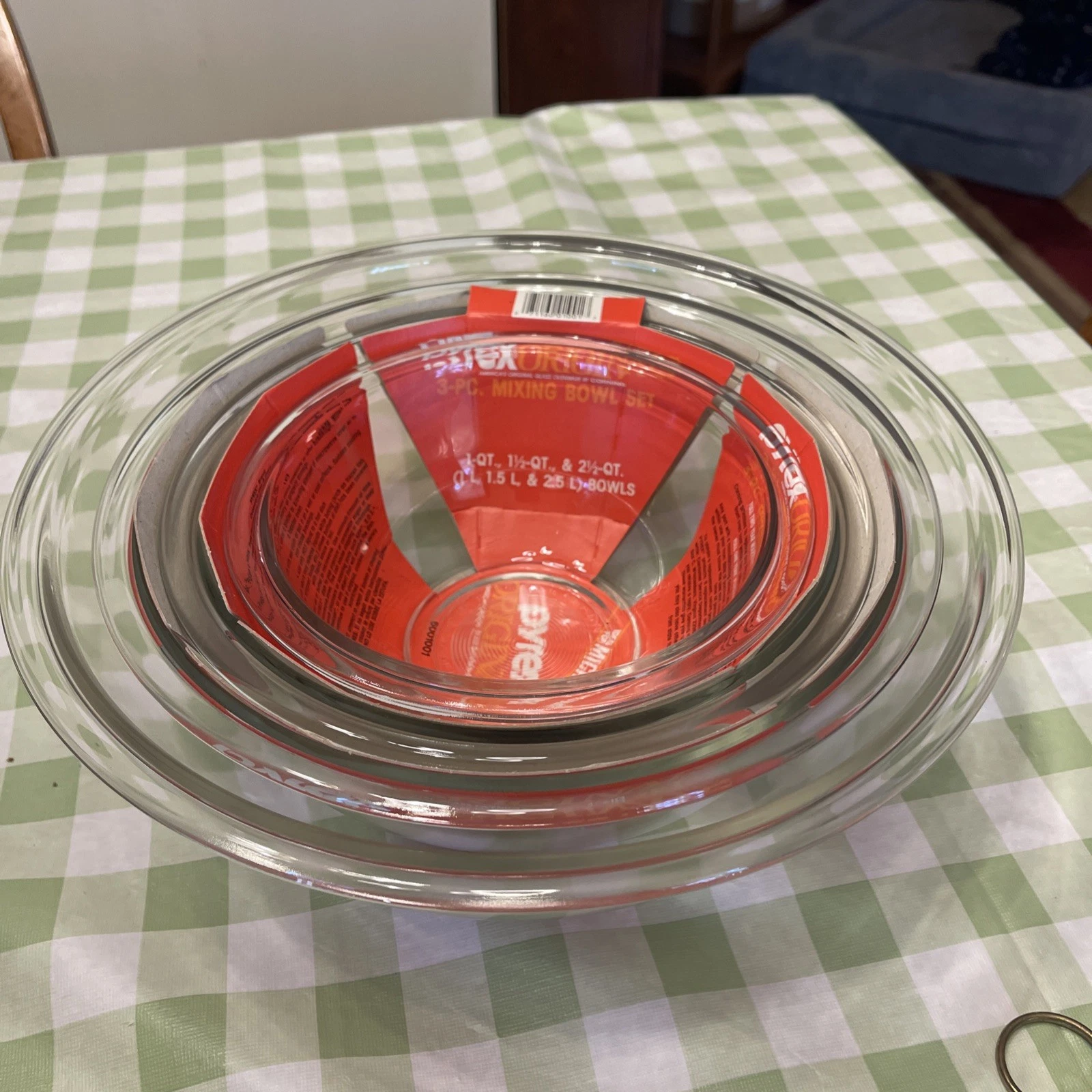 New Pyrex Glass Mixing Bowls Set 4pc Nesting Bowls 1qt 1.5qt 2.5qt And 4qt