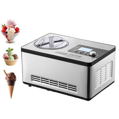 VEVOR Elektrsiche Eismaschine 2L Eiscreme Frozen Joghurt Sorbet Edelstahl Gelato