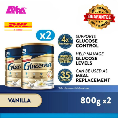2 X Glucerna Triple Care Diabetic Milk Powder Vanilla 800g +DHL EXPRESS SHIPPING