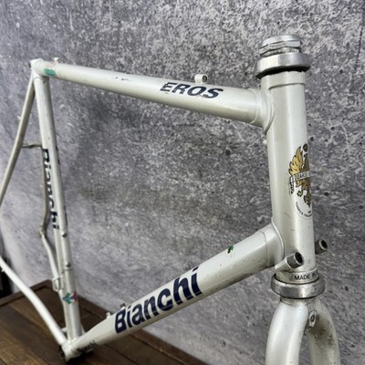 Vintage Bianchi Eros Road Bike Frame 60cm Lugged Steel Italy 700c