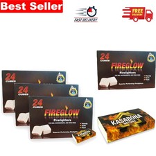 Fireglow 24 Cubes Firelighters - Long Burning BBQ and Coal Starter with Matches 0.71 per lighter