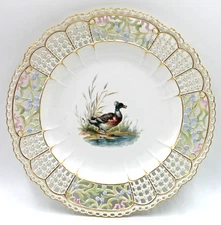 Antique Meissen Porcelain Reticulated Game Bird Plate (s) Mallard Duck Drake 10”