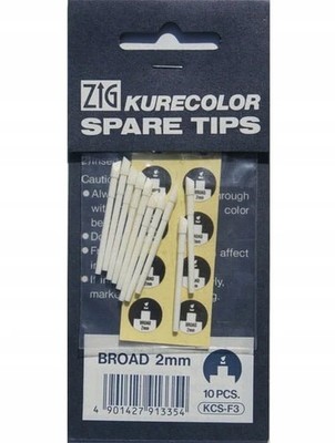 Pack of 10 - Broad 2mm Spare Tips - Zig Kurecolor