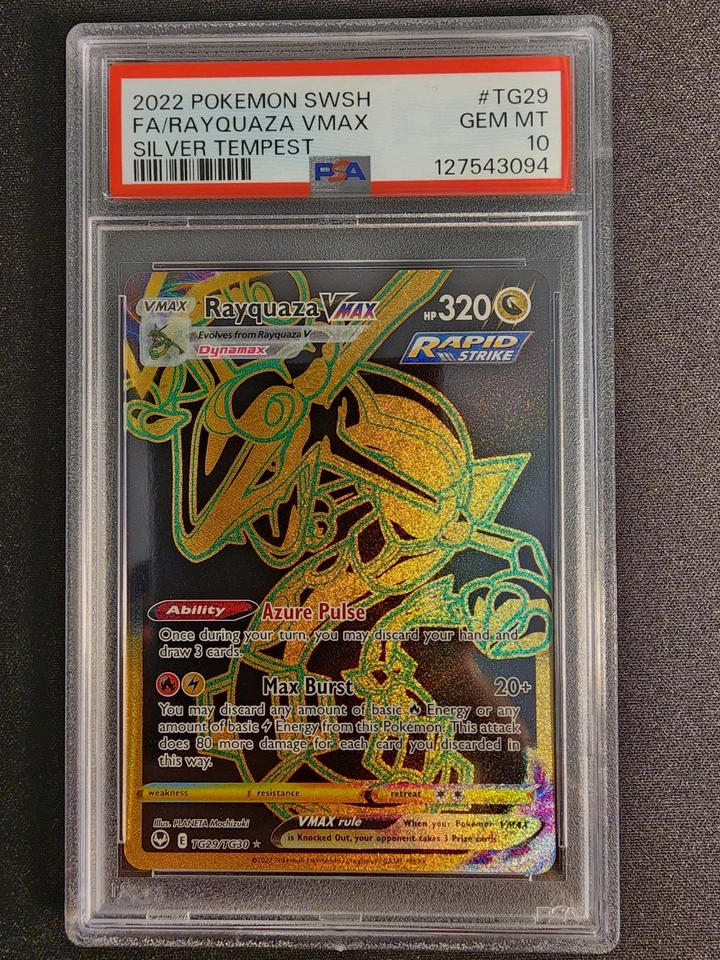 POKEMON 2022 Silver Tempest Full Art RAYQUAZA Vmax #TG29 PSA 10 Gem Mint RARE - Image 2 of 3