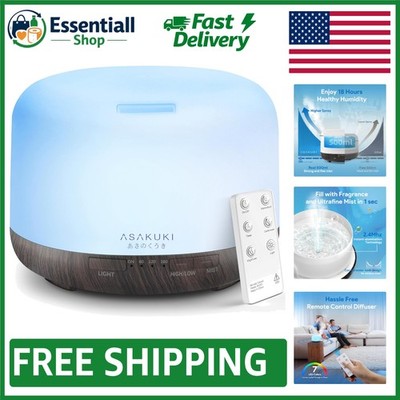Calming 500ML Diffuser with 7 LED Colors & Whisper-Quiet Mist - Perfect for Home