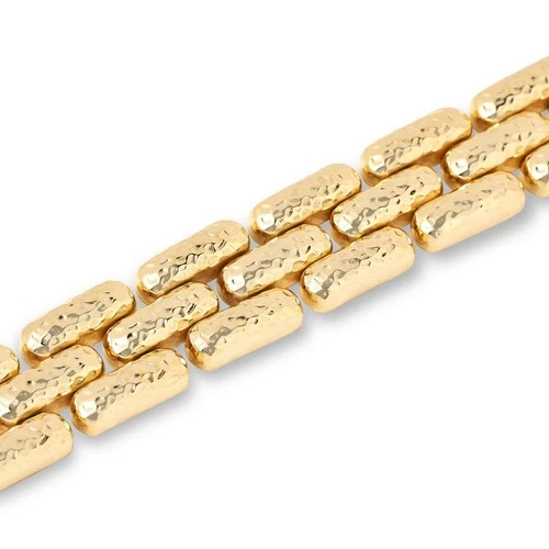 BELLEZZA Goldtone Bronze Hammered Stamato Panther-Link Chain Bracelet - NWT image 3