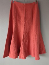A17b) Joyce Ridings linen coral skirt flare 10 casual work summer holiday women