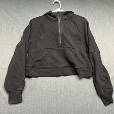 Lululemon Women's Hoodie Size XS/S Black Fleece Pullover Scuba Oversized 1/2 Zip